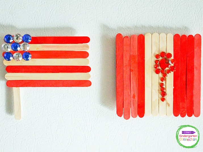 We made both a Canadian and American flag craft.