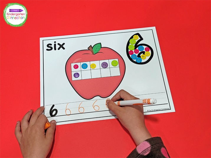 Small manipulatives like buttons also work great for counting and filling the ten frames.