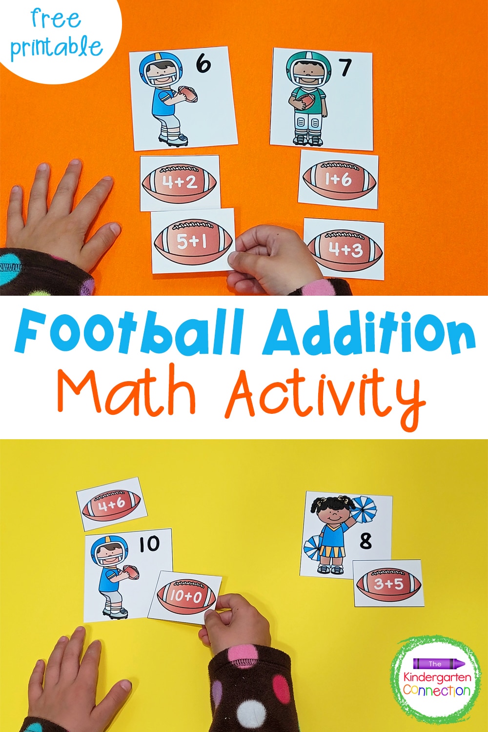 Do you have some football fans in your classroom? Have fun practicing addition to 10 with this free printable Football Addition Game! 
