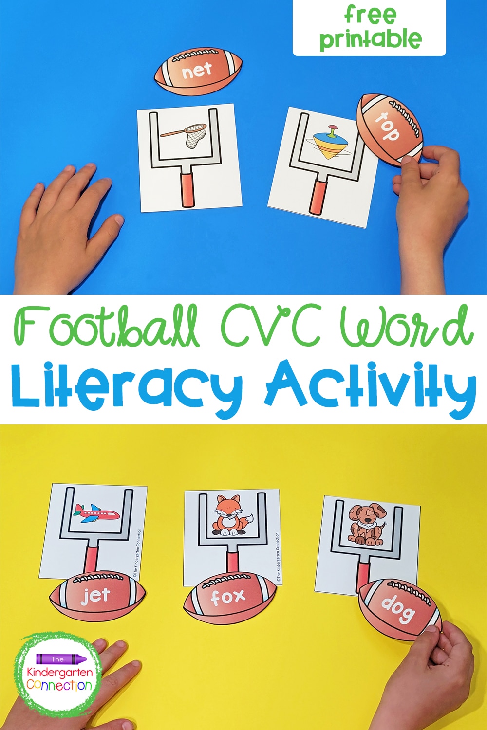 This free Football CVC Word Game is great for early readers, especially football fans! Add it to your literacy centers and it will be a hit!