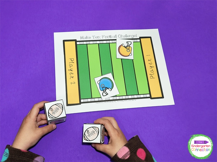 Students can roll the dice and if they make 10 they can move a space on the game board.