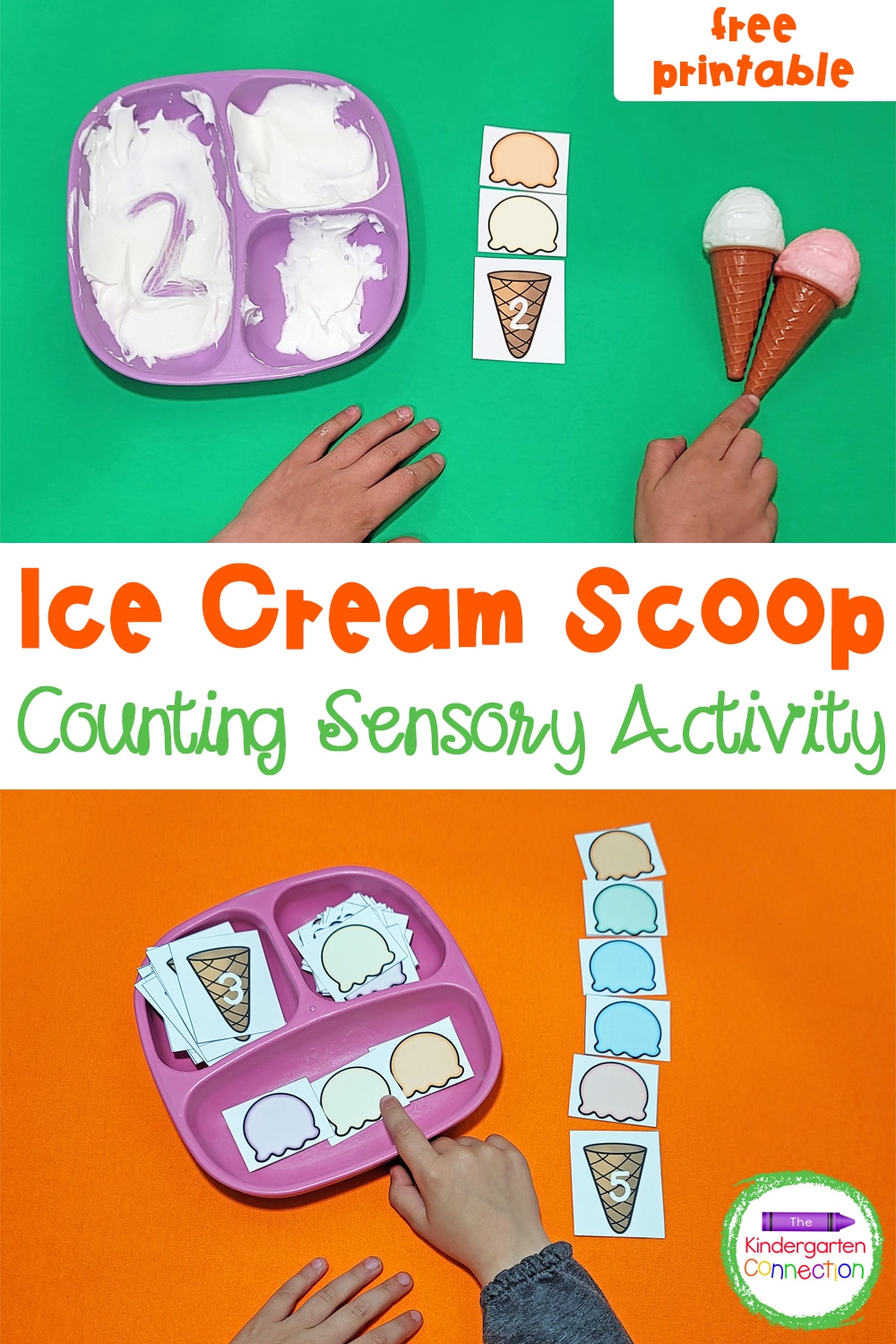 Grab these free Ice Cream Scoop Counting Sensory Activity printables and have fun counting in a whole new way this summer!