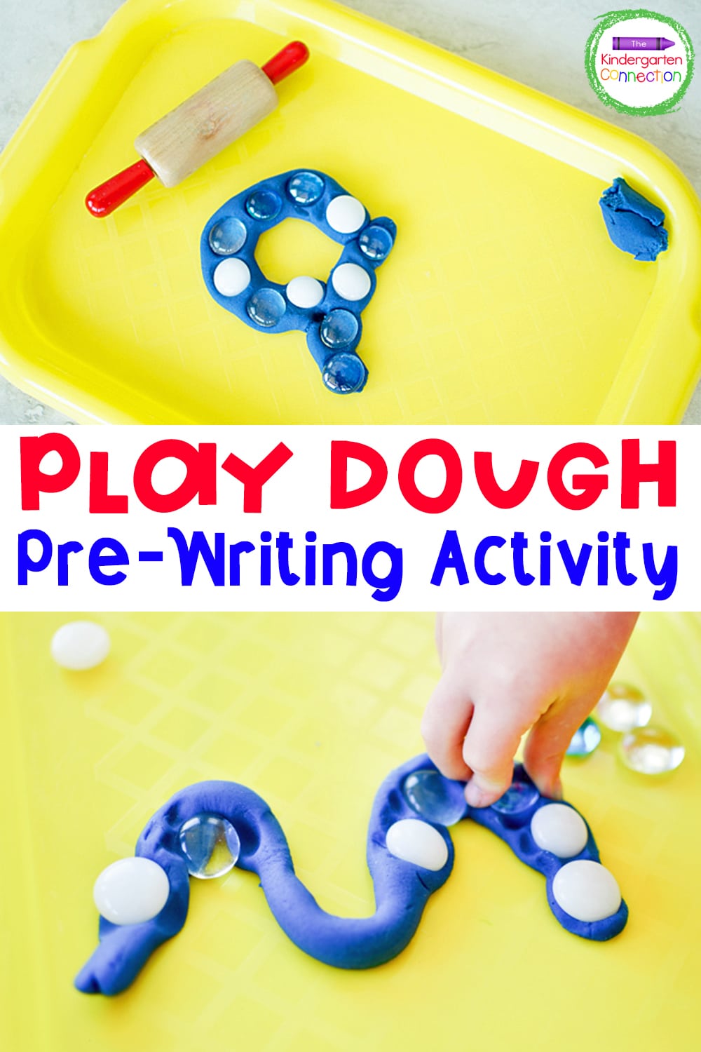 Try this Play Dough and Glass Bead Pre-Writing Practice to help little hands develop fine motor muscles for writing!