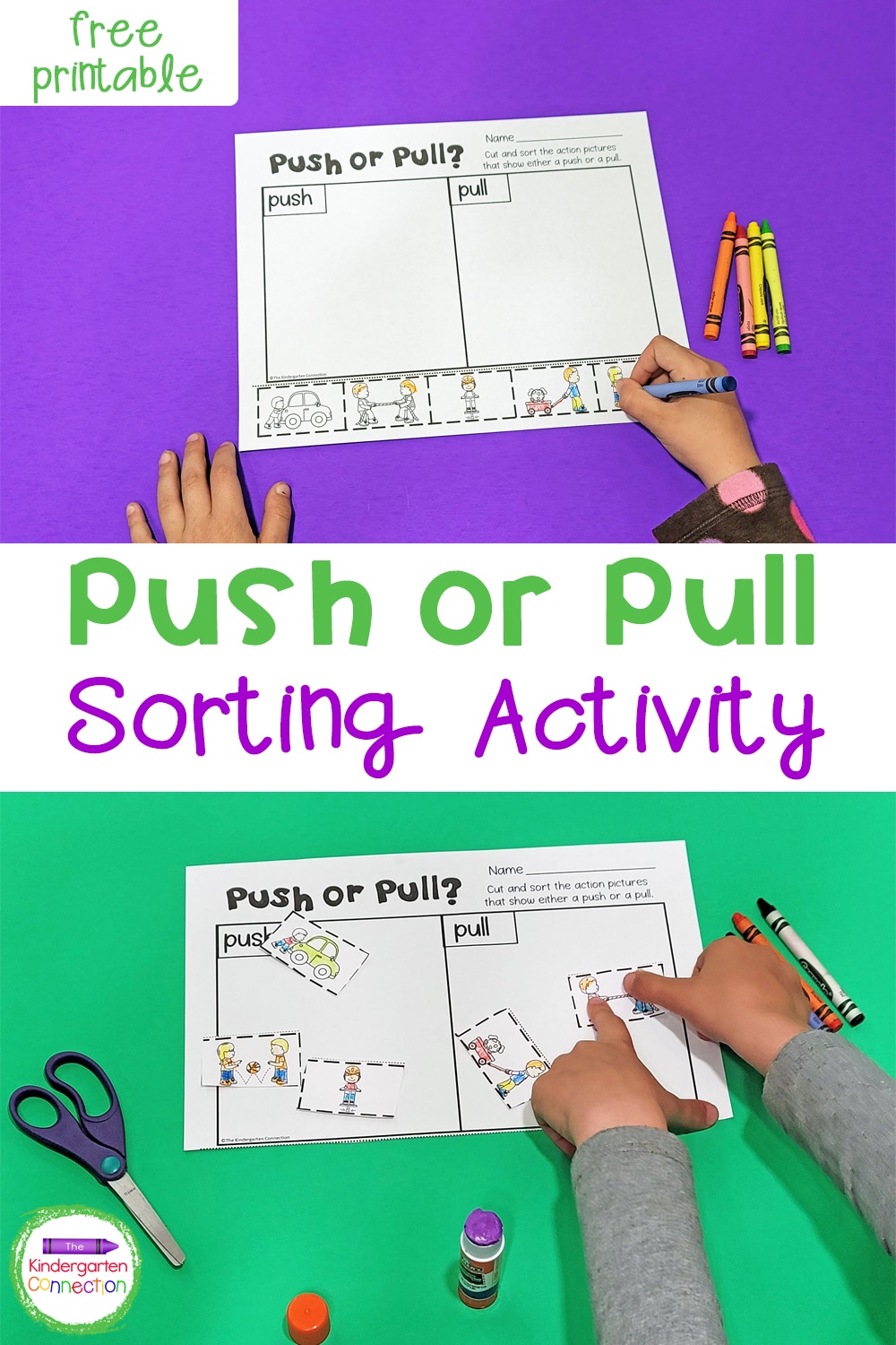 Work on identifying types of forces with this free Push or Pull Sorting Activity! It's perfect to add to a force and motion unit for kids!
