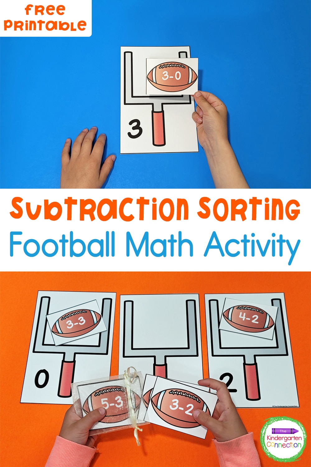 Grab this free Subtraction Sorting Football Math Game and use it for small groups, math centers, or partner work!