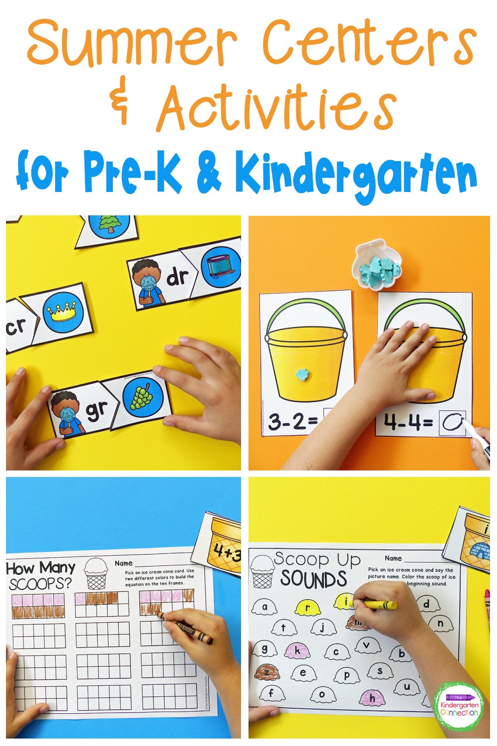 These Summer Centers and Activities for Pre-K & Kindergarten will incorporate some popular summer themes into your lessons!