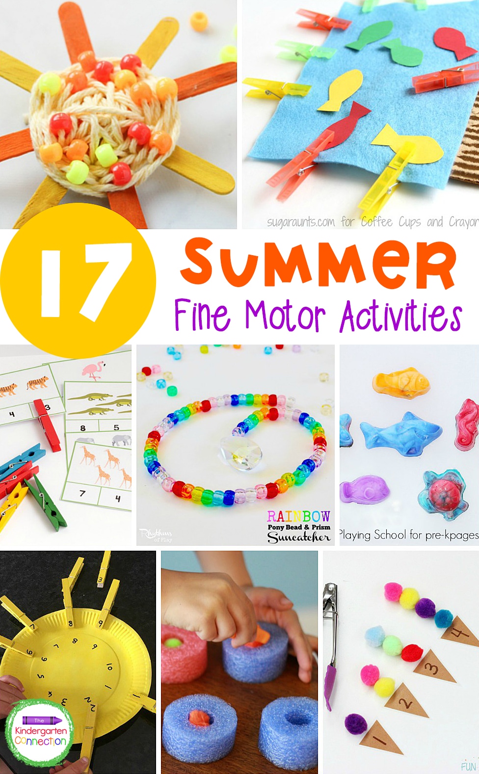 These summer fine motor activities will help kids strengthen finger muscles that will help with skills like writing, cutting, and more!