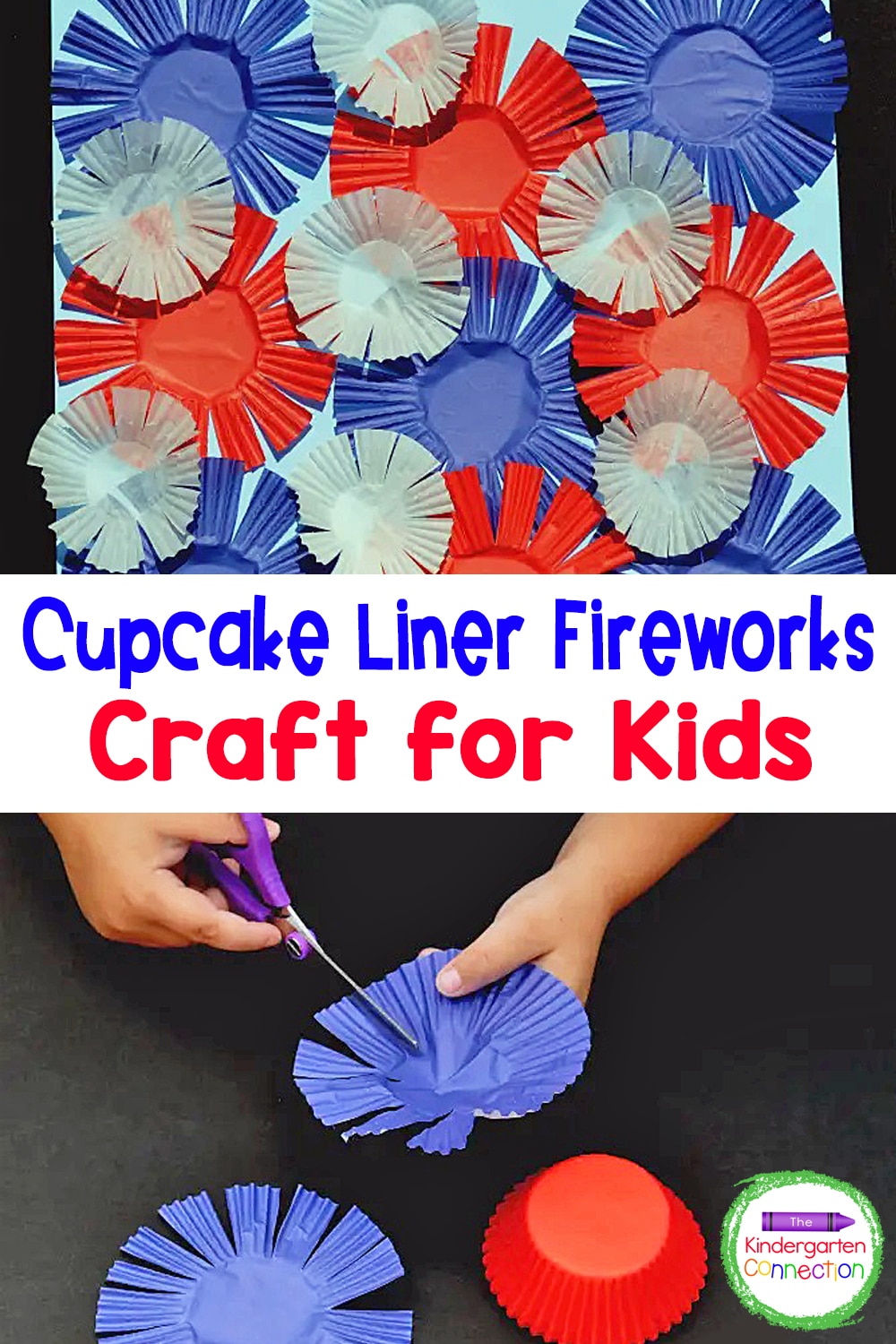 This Fireworks Cupcake Liner Craft is a fun and simple patriotic activity for kids to make in celebration of Independence Day!