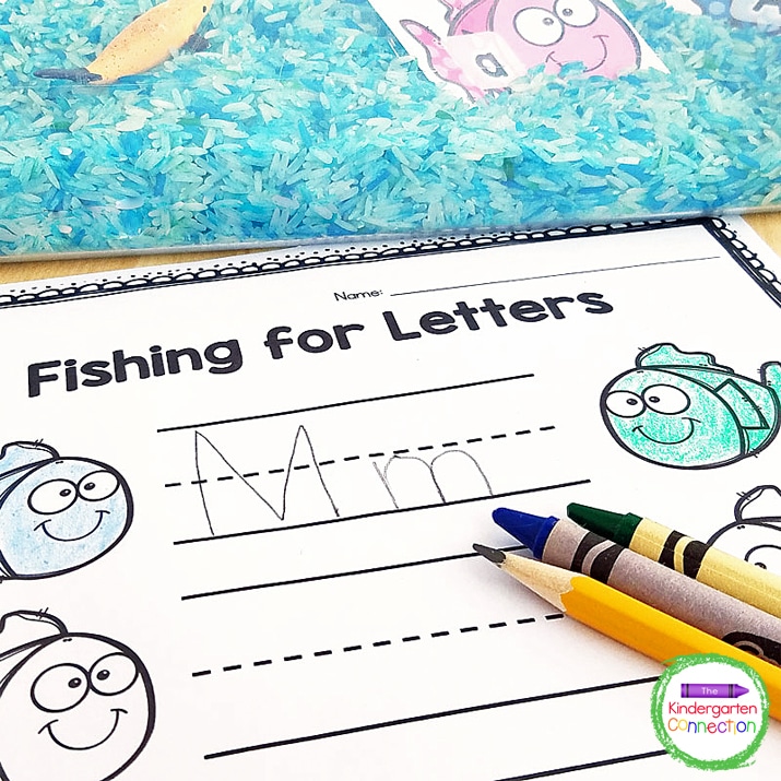 This download also includes a Fishing for Letters recording sheet.