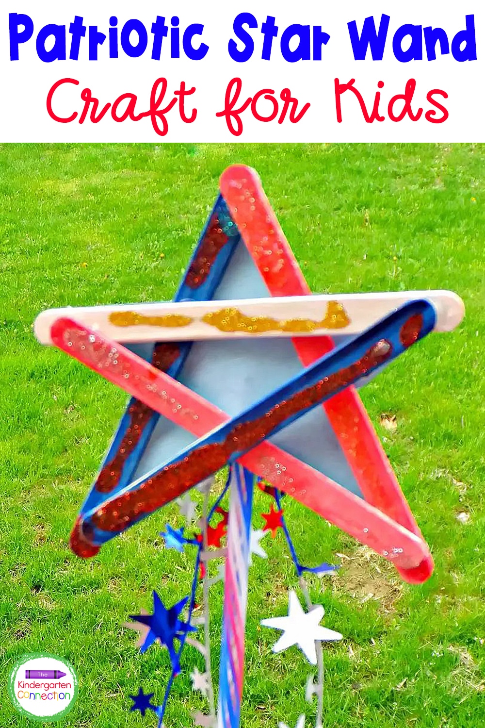 This patriotic star wand craft is the perfect activity for the 4th of July or any patriotic holiday! Your kids will love it!