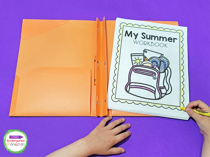 Attach the included cover page and print 2-sided to create a summer workbook to send home with students.