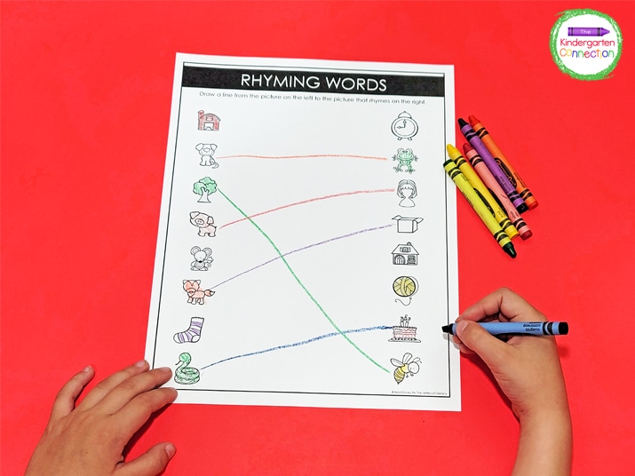Students can complete this Christmas Lights Rhyming Words Activity by doing the corresponding recording sheet.