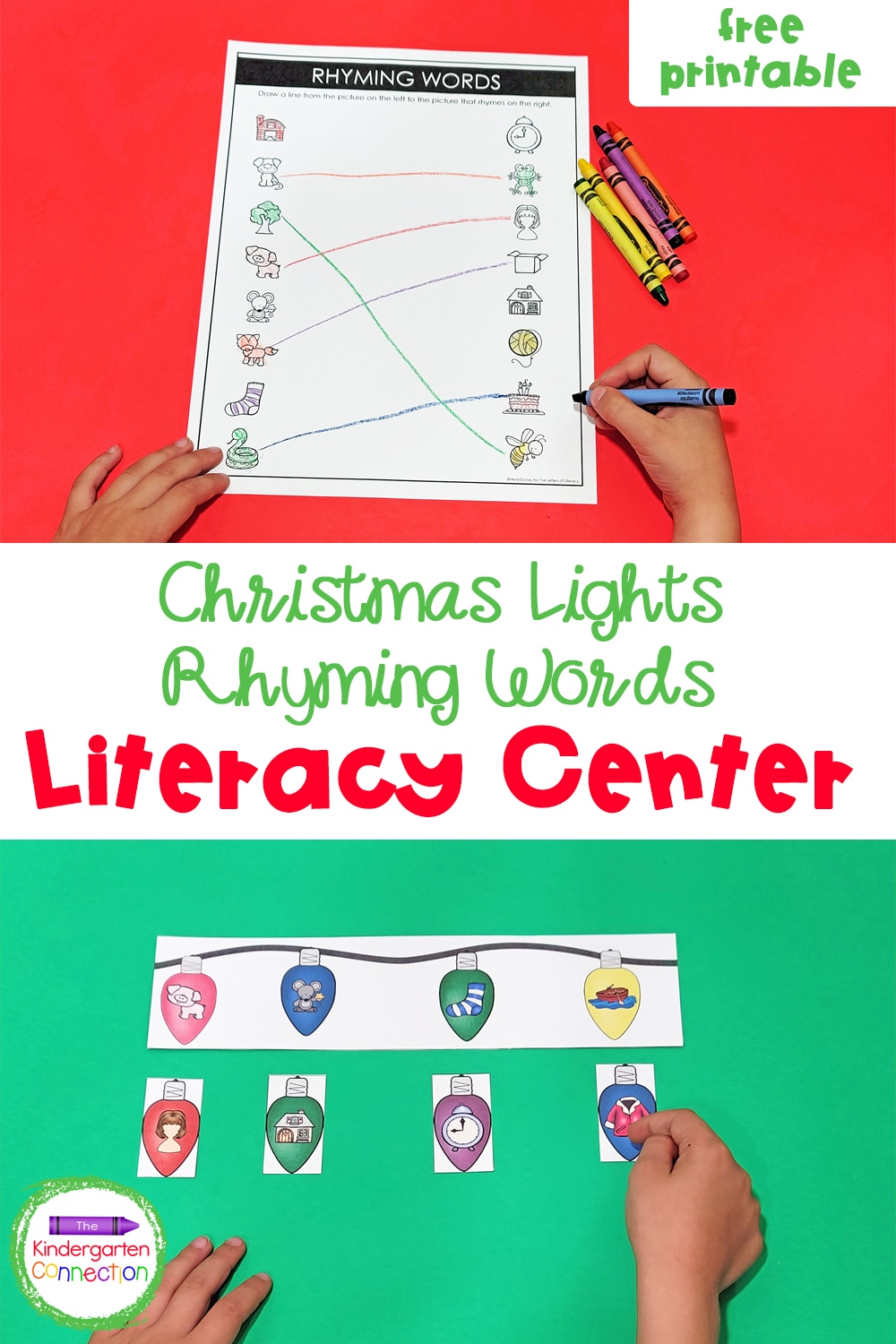 Christmas Lights Rhyming Words Activity