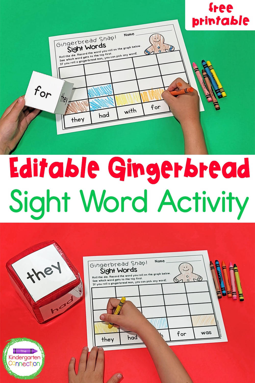 This free Gingerbread Sight Word Game is easy to prep, hands-on, and perfect for practicing sight words with your students!