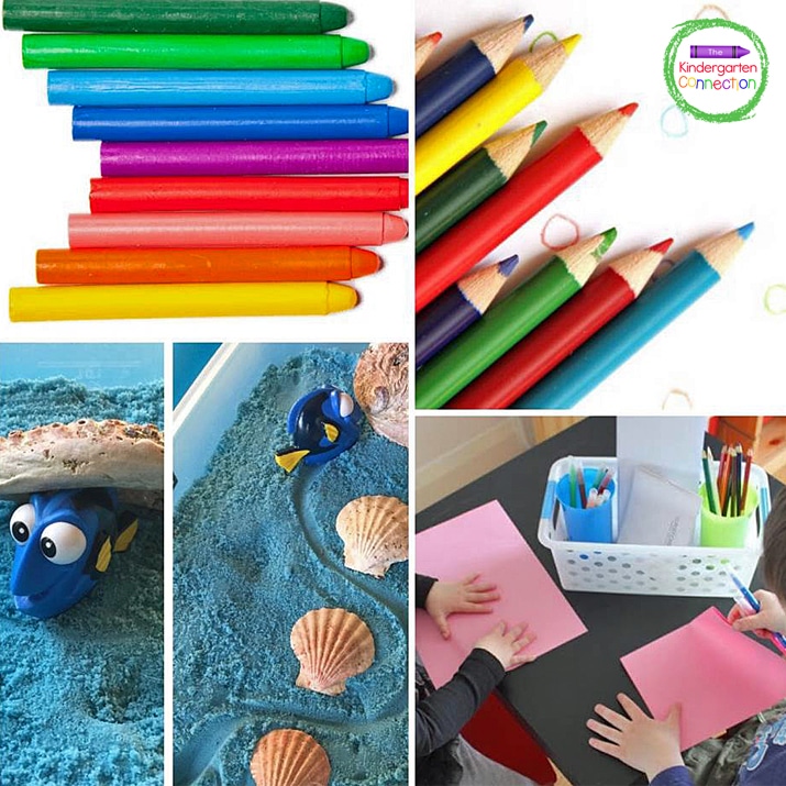 Kids can use fun coloring tools like crayons or colored pencils to work on handwriting skills.