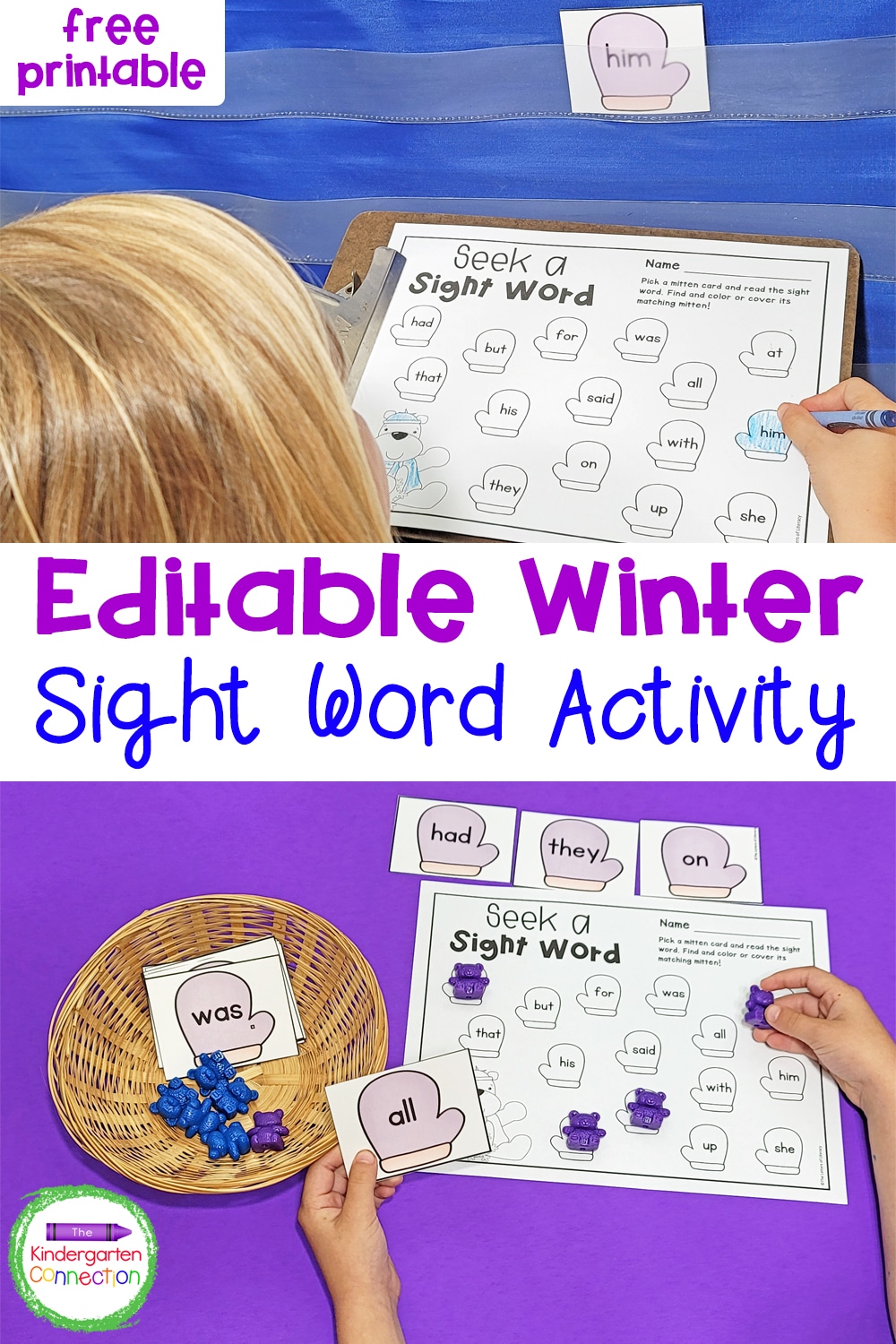 Editable Winter Sight Word Activity