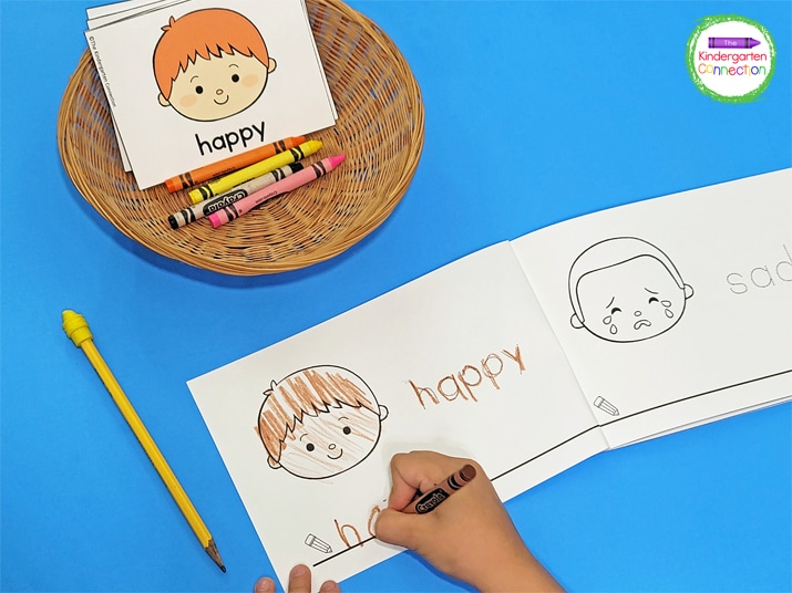 The Pre-K and Kindergarten feelings and emotions mini "Write It!" books are great for labeling!