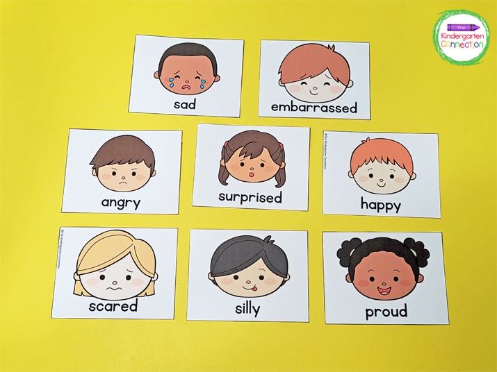The vocabulary cards can be used with many of the activities included in this Pre-K and Kindergarten feelings and emotions resource pack.