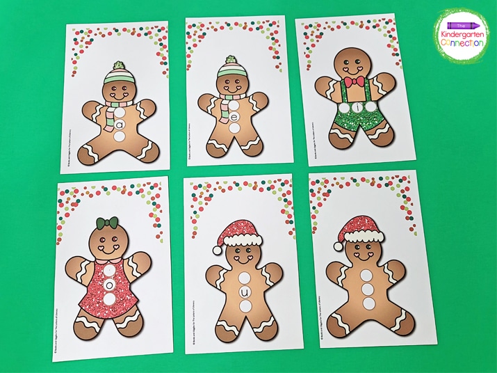This download includes a different gingerbread boy or girl for each vowel, plus an extra blank one.