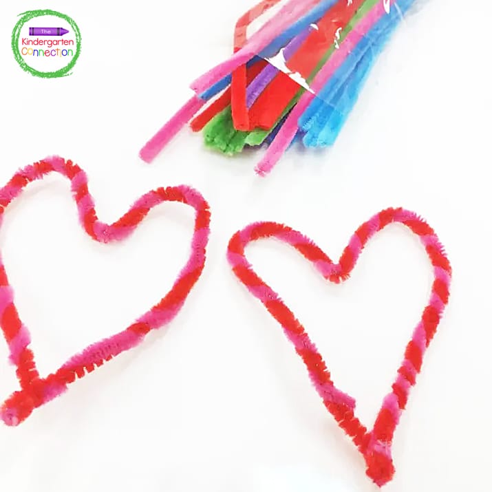 Maneuvering pipe cleaners into a heart will be just the right amount of a challenge for your kids.