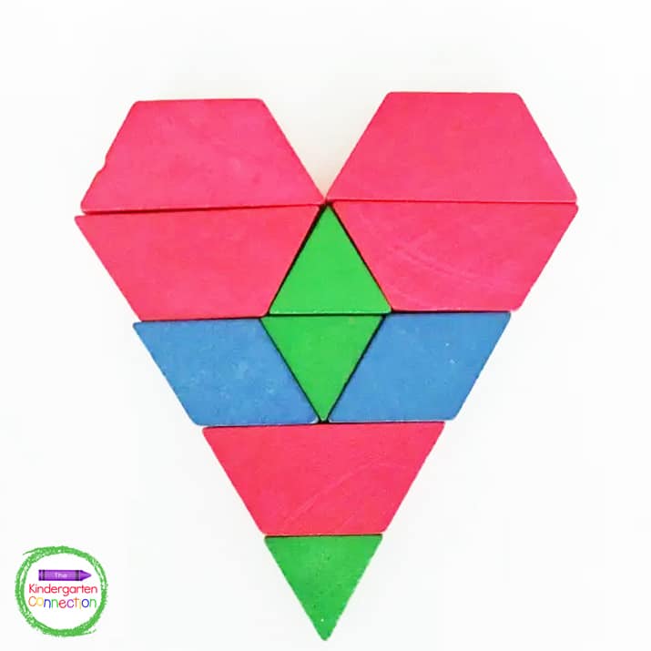 There are so many ways to construct a heart with pattern blocks!