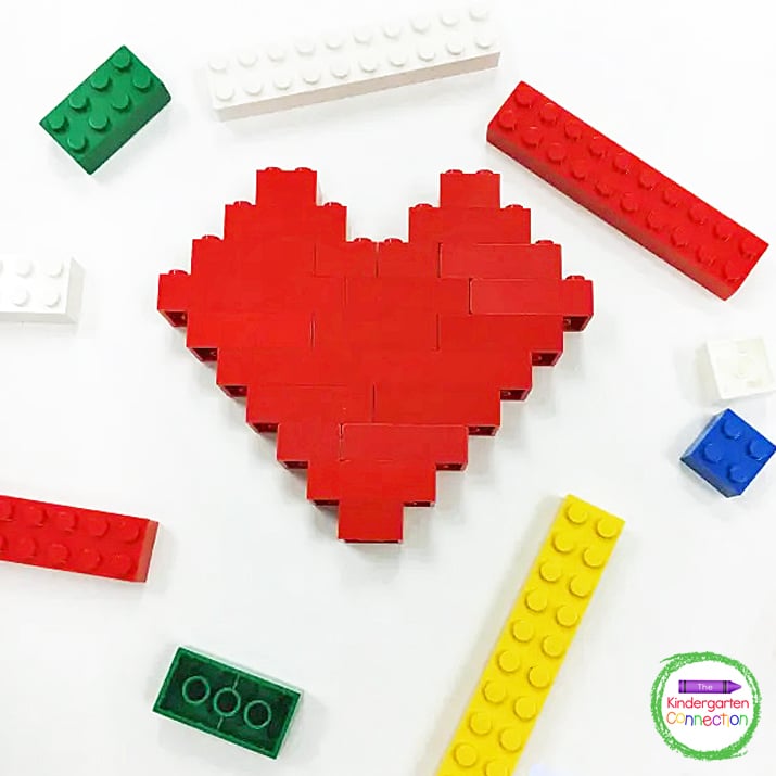 For this activity, students are free to construct a heart with their building blocks as best they can.