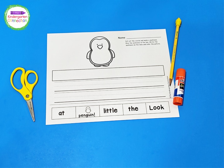 Simply print, and provide scissors, a glue stick, and a pencil for an easy-prep cut and paste activity!