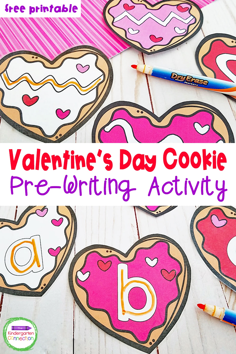 This free printable Valentine's Day Cookie Pre-Writing Activity is perfect for Pre-K and Kindergarten writing centers!