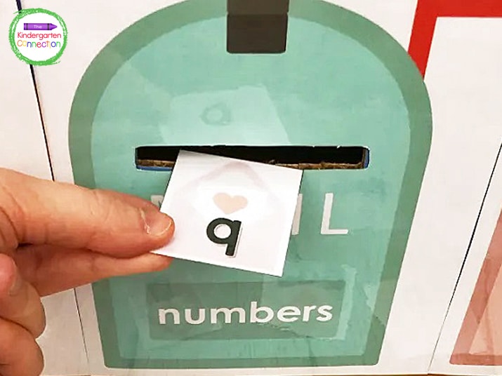 Pick a card and determine if it is a letter, number, or word. Place it in the correct mailbox slot.