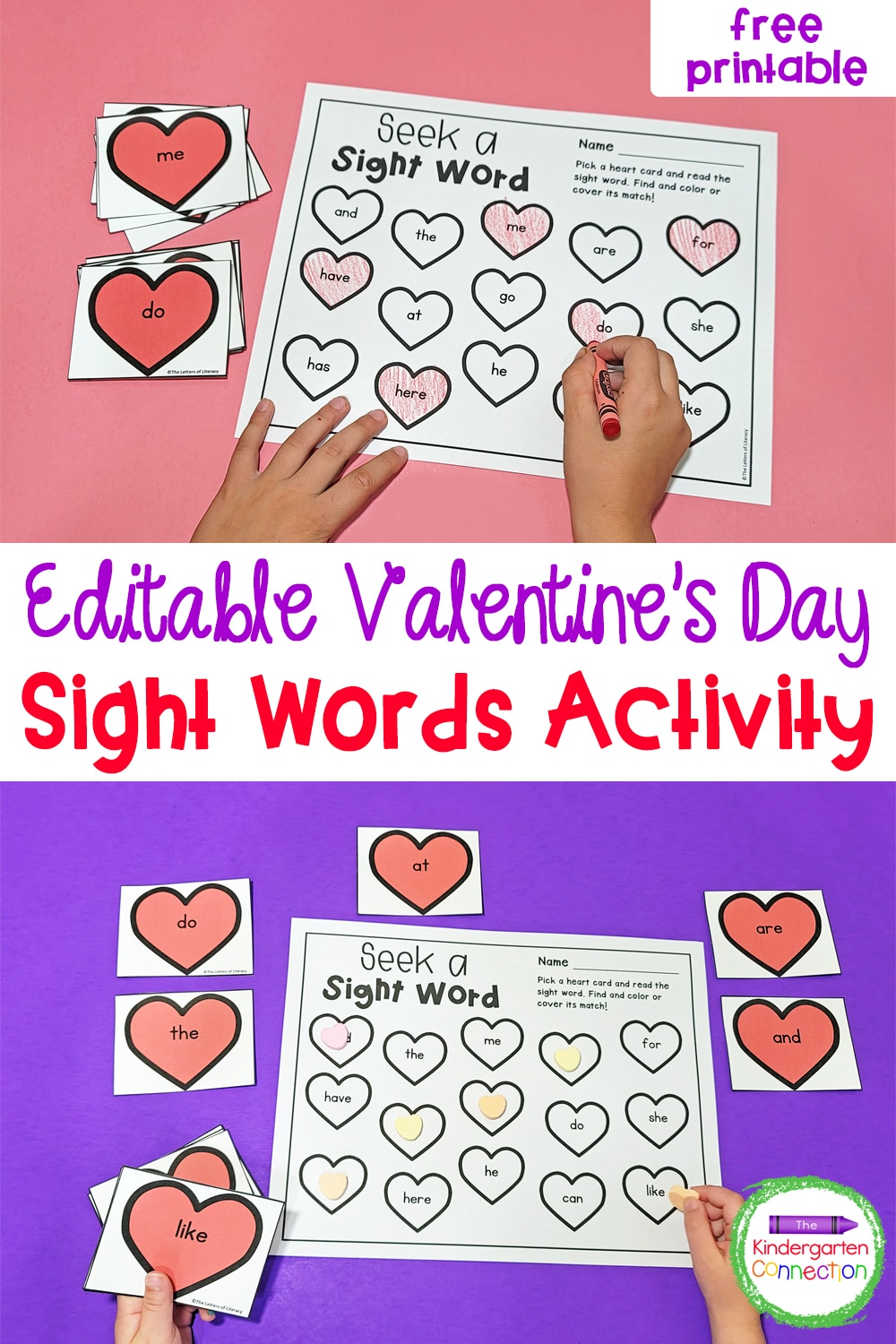 Add plenty of heart-themed fun to your literacy centers this month with this free and EDITABLE Valentine's Day Sight Words Game!