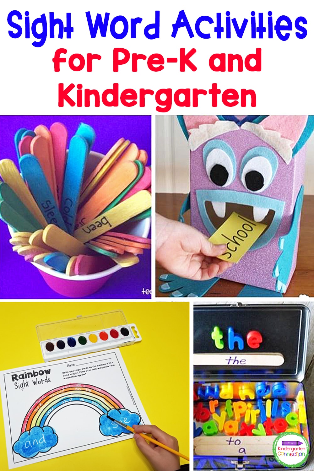 These 27 awesome sight word activities for Pre-K & Kindergarten provide fun, hands-on ways to build sight word knowledge and reading skills!