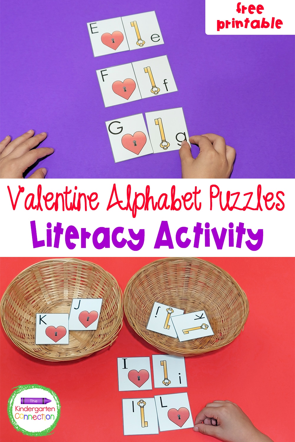 Practice letter recognition with these free printable Valentine Alphabet Puzzles! They're easy to prep and super fun!