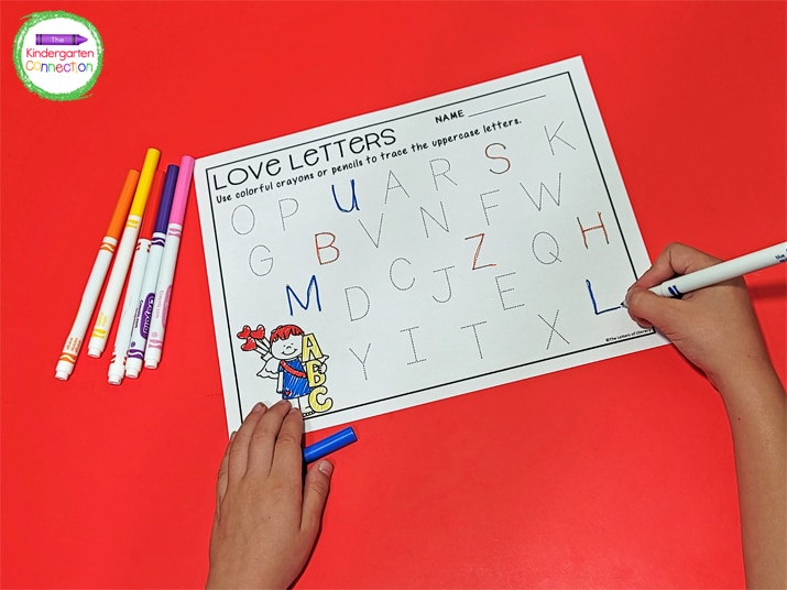 Use fun writing tools to trace like skinny markers to make the activity even more engaging.