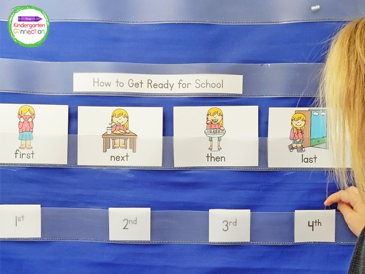 The sequencing cards are perfect for using in a pocket chart.