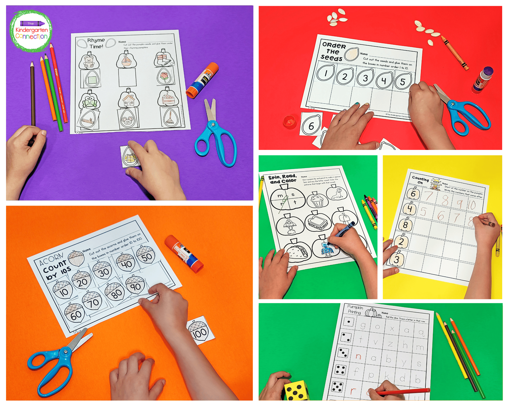This pack of October printables provides tons of Kindergarten math and literacy learning fun for fall.