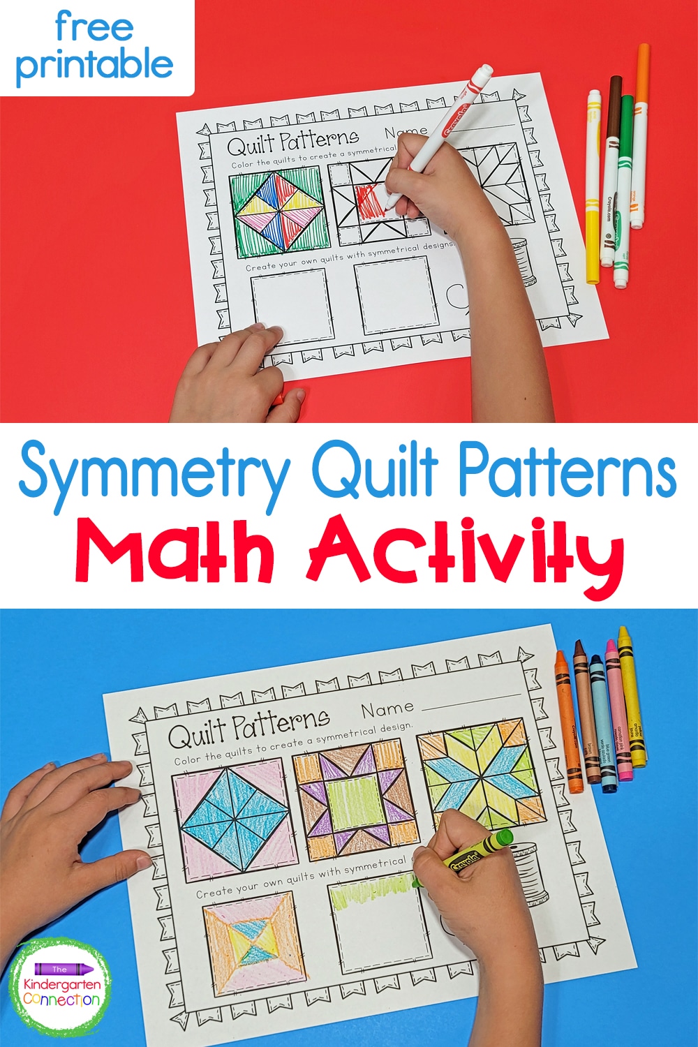 This free Quilt Symmetry Patterns Printable is a simple and fun way to have students practicing symmetry at an early age!