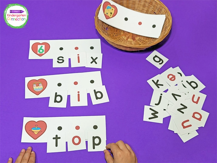 To play, place the picture cards in a small basket and spread the letter cards out on the table.