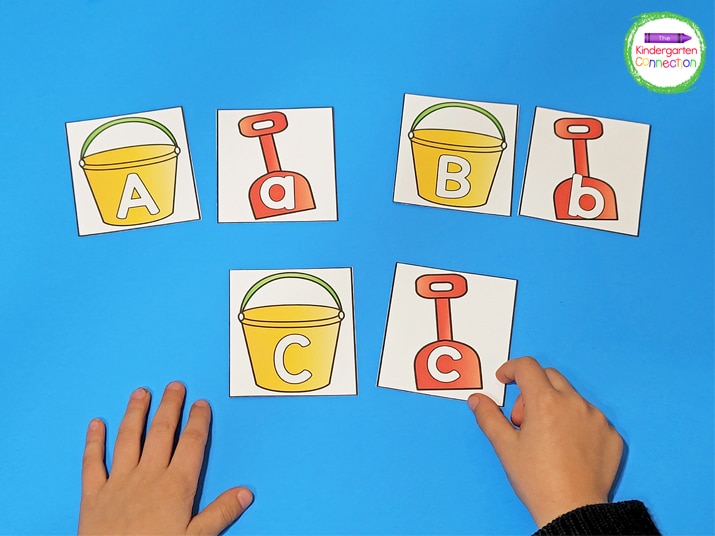 The letter cards can also be used for a classic alphabet matching game.