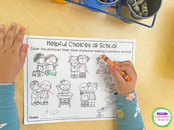 Fun printable activities about making helpful choices can reinforce classroom expectations.
