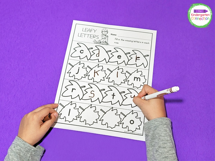 Your students will be proud to show off their best handwriting and ABC order skills with this Leafy Letters printable.