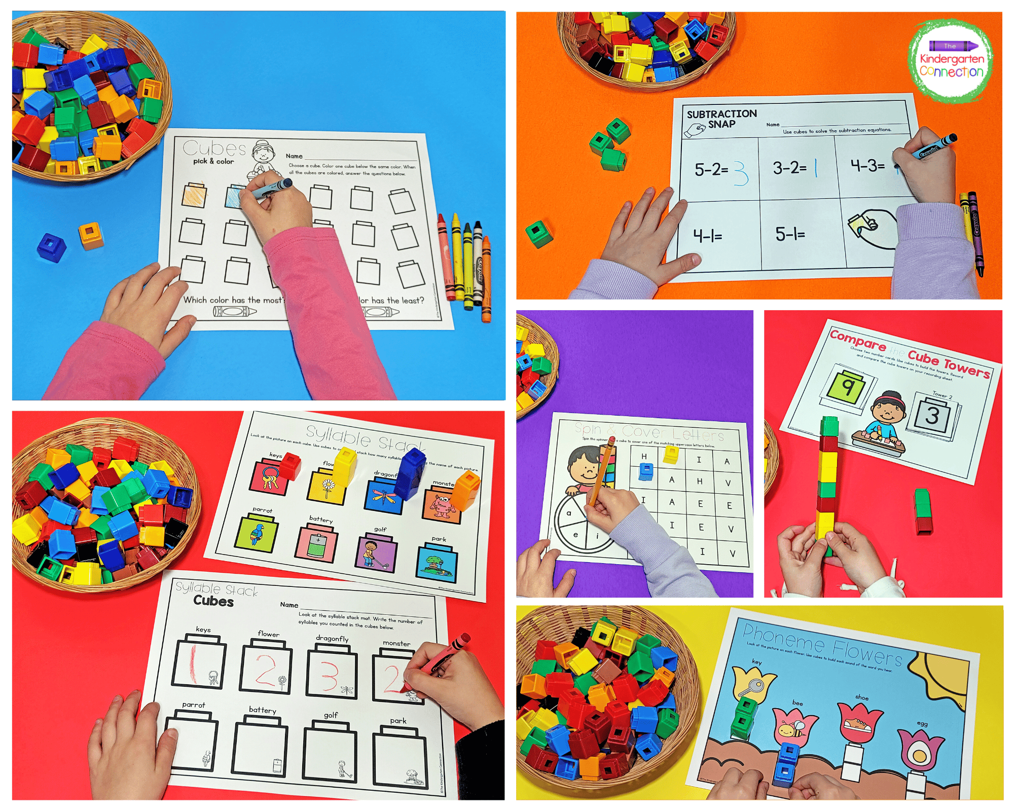 This pack is filled with printable resources that are designed to pair perfectly with linking cubes!