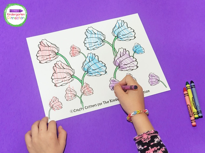 Your students can choose to color the printable with newly sprung spring flowers.