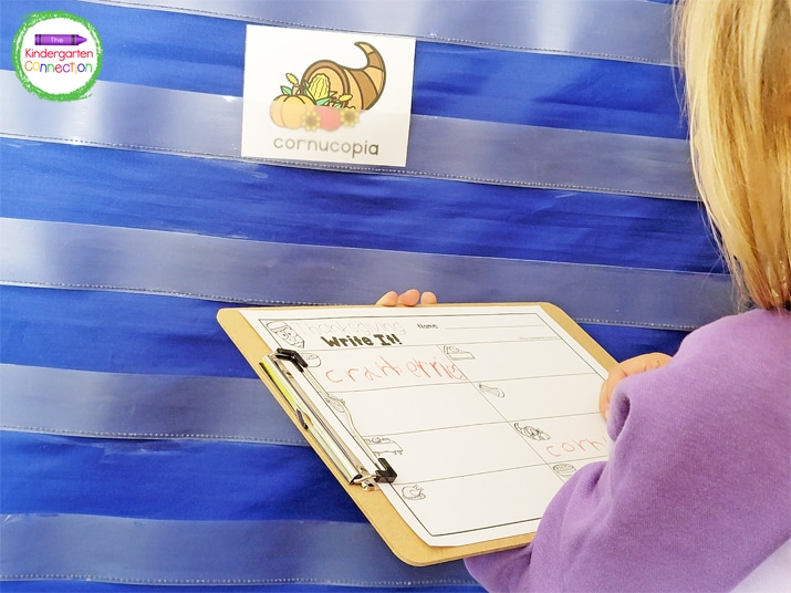 Students can find a vocabulary card around the room and write the word on the recording sheet.