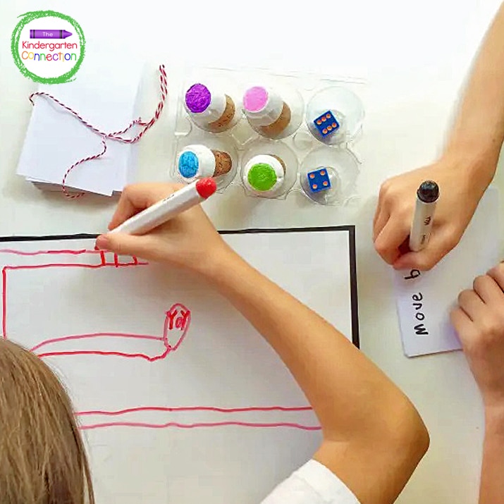 Cover the game board with self adhesive shelf liner so kids can draw with dry erase markers.