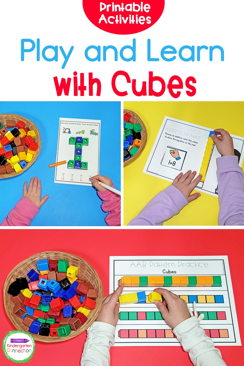 This pack of Printable Linking Cube Activities for Pre-K & Kindergarten is filled with tons of engaging, hands-on math and literacy centers!