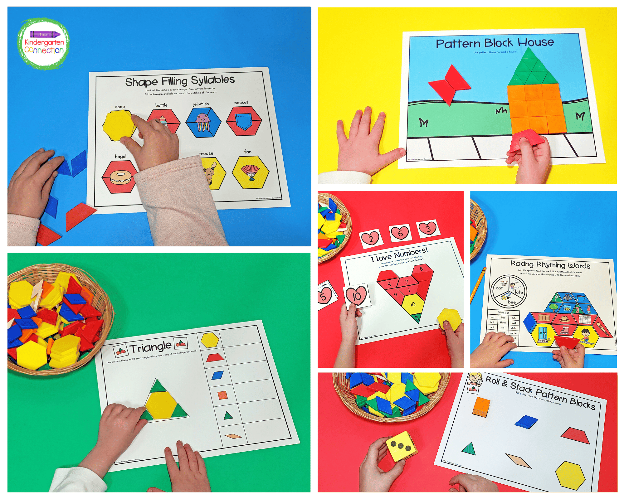 This pack is filled with printable resources that are designed to pair perfectly with pattern blocks!