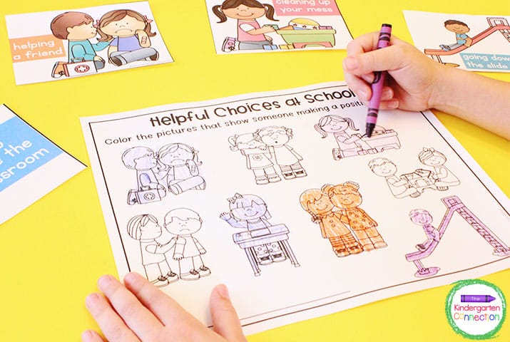 Mini lessons and printable activities are a great option for teaching how to make helpful choices.