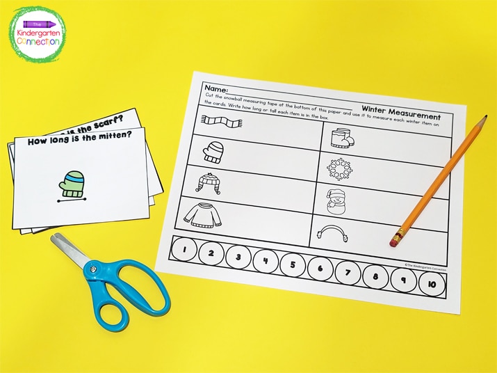 Print the printable and grab some scissors and a pencil for an interactive math center that's ready to go.
