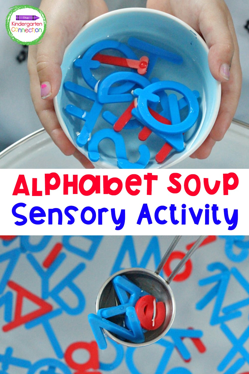 Practice letter recognition with this engaging "Alphabet Soup" Activity! Perfect for water tables and sensory play in Pre-K & Kindergarten!