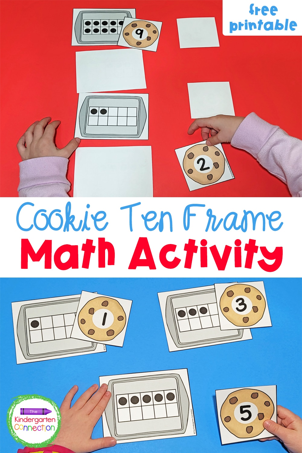 This free Cookie Sheet Ten Frame Matching Game is perfect to have on hand in your Pre-K or Kindergarten classroom math centers!